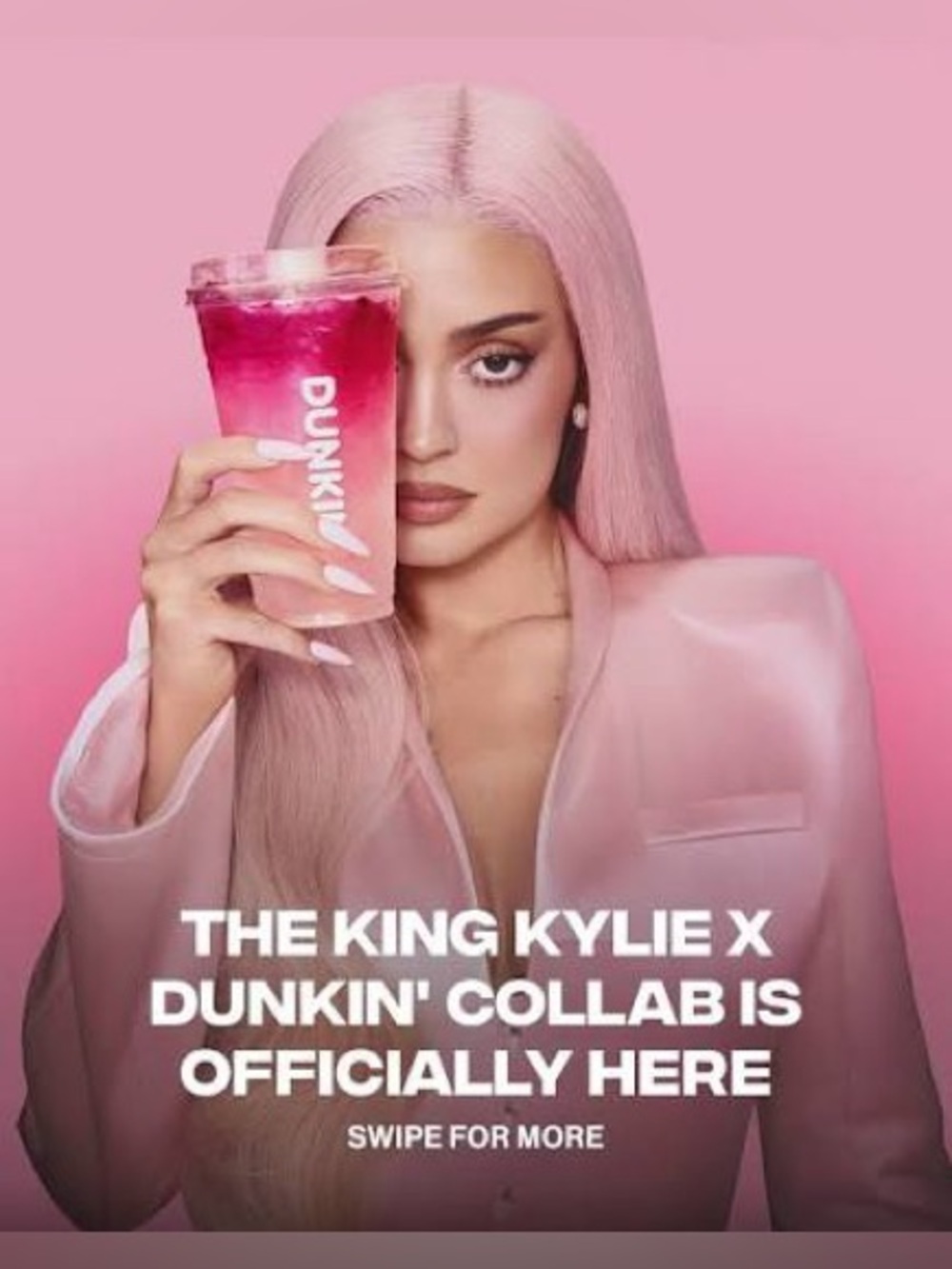 *BRAND NEW* Dunkin Donuts King Kylie Jenner Collection Pink Glitter Cup Sleeve